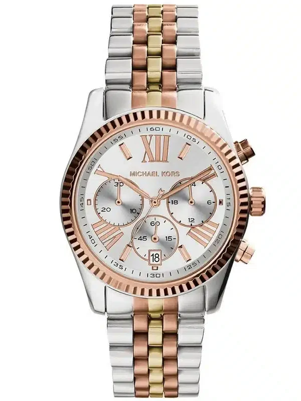 Montre Michael Kors Lexington MK5735 bicolore (acier/or rose) avec cadran argenté pour femme au Maroc.