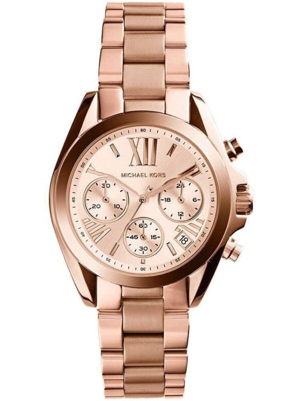 Montre Michael Kors Bradshaw MK5799 en or rose avec cadran chronographe pour femme au Maroc.