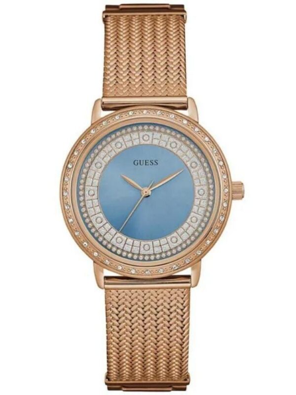 MONTRE GUESS Willow W0836L1 د.م.3,800.00 د.م.1,550.00 Marque: GUESS Modèle: Willow Boîtier: Diamètre : 36 mm Epaisseur : 10 mm Acier inoxydable Doré rose Cadran: Bleu Bracelet: Largeur : 16 mm Acier Inoxydable Doré rose Etanchéité: 30 m (3 ATM) Verre: Minéral Type de boucle: Boucle déployante