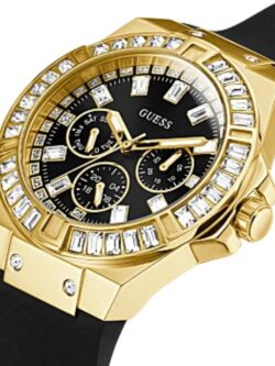 Informations sur la montre Nom de la marque, du vendeur ou de la collection GUESS Numéro de modèle GW0118L2 Numéro de pièce GW0118L2 Forme de l’article Type de matériau de la fenêtre du cadran Minéral Type d’affichage Analogique Fermoir Boucle Tang Matériau du boîtier Acier inoxydable Diamètre du boîtier 39 millimètres Épaisseur du boîtier 8,35 millimètres Matériau du bracelet Silicone Taille du bracelet Femme Standard Largeur de bande 20 millimètres Couleur du bracelet Noir Couleur du cadran Noir Matériau de la lunette Acier inoxydable Fonction Lunette Stationnaire Calendrier Pas de calendrier Particularités Poids de l’article 2,61 onces Mouvement Quartz Profondeur résistante à l’eau 50 mètres