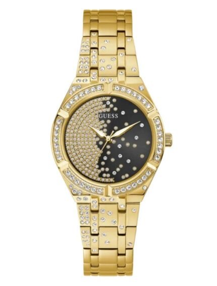 Product: GW0312L2 Dial Finish: Sunray Case Material: Stainless Steel Band Color: Gold Tone Buckle/Clasp: Pilot Buckle Case Color: Gold Tone Case Size: 36mm Dial Color: Black Watch Movement: Analog