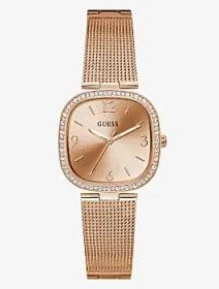Product: GW0354L3 Dial Finish: Sunray Case Material: Stainless Steel Band Color: Rose Gold Tone Case Color: Rose Gold Tone Case Size: 32mm Dial Color: Champagne Watch Movement: Analog