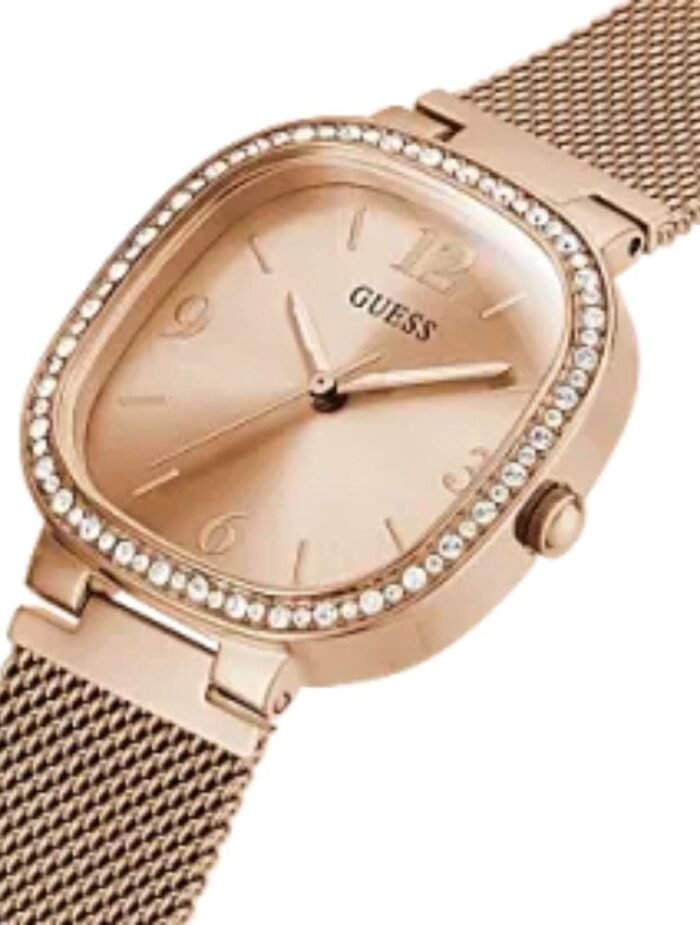 Product: GW0354L3 Dial Finish: Sunray Case Material: Stainless Steel Band Color: Rose Gold Tone Case Color: Rose Gold Tone Case Size: 32mm Dial Color: Champagne Watch Movement: Analog