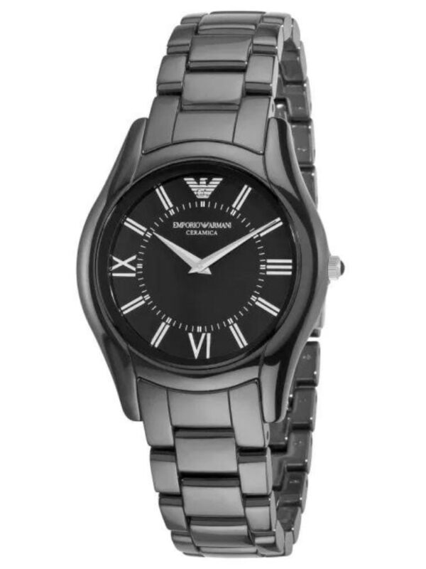 MARQUE Emporio Armani NUMÉRO DU MODÈLE AR1441 NUMÉRO DE PIÈCE AR1441 FORME Ronde TYPE DE VERRE Minéral TYPE D’AFFICHAGE Analogique TYPE DE FERMOIR Deployment MATIÈRE DU BOÎTIER Acier Inoxydable DIAMÈTRE DU BOÎTIER 35 millimètres EPAISSEUR DU BOÎTIER 7 millimètres MATIÈRE DU BRACELET Céramique LARGEUR DU BRACELET 18 millimètres COULEUR DU BRACELET Noire COULEUR DU CADRAN Noire POIDS 372 grammes