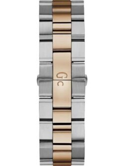 Marque: Guess Collection Modèle: LadyChic Boîtier: Diamètre : 36 mm Epaisseur : 11 mm Acier inoxydable Argent, doré Cadran: Verre : Minéral Blanc Bracelet: Largeur : 20 mm Acier inoxydable Argent, doré Etanchéité: 100 m (10 ATM) Type de boucle: Boucle déployante Détails techniques: Dateur Chronomètre