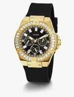 Informations sur la montre Nom de la marque, du vendeur ou de la collection GUESS Numéro de modèle GW0118L2 Numéro de pièce GW0118L2 Forme de l’article Type de matériau de la fenêtre du cadran Minéral Type d’affichage Analogique Fermoir Boucle Tang Matériau du boîtier Acier inoxydable Diamètre du boîtier 39 millimètres Épaisseur du boîtier 8,35 millimètres Matériau du bracelet Silicone Taille du bracelet Femme Standard Largeur de bande 20 millimètres Couleur du bracelet Noir Couleur du cadran Noir Matériau de la lunette Acier inoxydable Fonction Lunette Stationnaire Calendrier Pas de calendrier Particularités Poids de l’article 2,61 onces Mouvement Quartz Profondeur résistante à l’eau 50 mètres