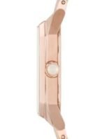 BRAND Emporio Armani ANALOGUE/DIGITAL Analogue CASE DEPTH APPROX. 6.00mm PRIMARY MATERIAL Stainless Steel CASE SHAPE Rectangle CASE WIDTH APPROX. 24.00mm CLASP TYPE Butterfly DIAL COLOUR White mother of pearl MULTIPLE TIME ZONES DISPLAY None GENDER Ladies GLASS Mineral MOVEMENT SOURCE Japan MOVEMENT Quartz STRAP COLOUR Rose Gold