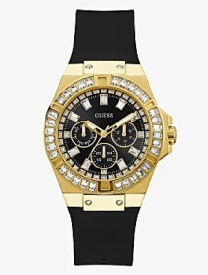 Informations sur la montre Nom de la marque, du vendeur ou de la collection GUESS Numéro de modèle GW0118L2 Numéro de pièce GW0118L2 Forme de l’article Type de matériau de la fenêtre du cadran Minéral Type d’affichage Analogique Fermoir Boucle Tang Matériau du boîtier Acier inoxydable Diamètre du boîtier 39 millimètres Épaisseur du boîtier 8,35 millimètres Matériau du bracelet Silicone Taille du bracelet Femme Standard Largeur de bande 20 millimètres Couleur du bracelet Noir Couleur du cadran Noir Matériau de la lunette Acier inoxydable Fonction Lunette Stationnaire Calendrier Pas de calendrier Particularités Poids de l’article 2,61 onces Mouvement Quartz Profondeur résistante à l’eau 50 mètres
