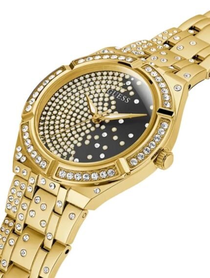 Product: GW0312L2 Dial Finish: Sunray Case Material: Stainless Steel Band Color: Gold Tone Buckle/Clasp: Pilot Buckle Case Color: Gold Tone Case Size: 36mm Dial Color: Black Watch Movement: Analog