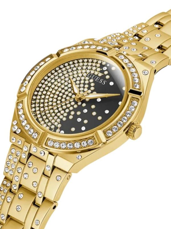 Product: GW0312L2 Dial Finish: Sunray Case Material: Stainless Steel Band Color: Gold Tone Buckle/Clasp: Pilot Buckle Case Color: Gold Tone Case Size: 36mm Dial Color: Black Watch Movement: Analog