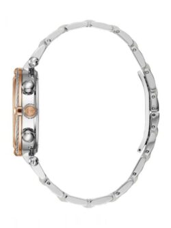 Marque: Guess Collection Modèle: Cablechic Boîtier: Diamètre : 38 mm Epaisseur : 11.5 mm Acier inoxydable Argent, doré Cadran: Verre : Minéral Blanc Bracelet: Largeur : 18 mm Acier inoxydable Argent, doré Etanchéité: 100 m (10 ATM) Type de boucle: Boucle déployante Détails techniques: Dateur