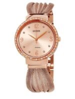 Marque: Guess Modèle: W1083l3 Boîtier: Diamètre : 32mm Epaisseur : 9 mm Acier inoxydable Cadran: Verre : Minéral Gold Bracelet: Largeur : 18 mm Acier inoxydable Etanchéité: 30 m (3 ATM) Type de boucle: Boucle simple