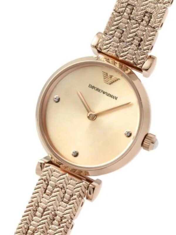 Sku: AR11342 Case Size: 28 mm Movement: Two Hand Platform: N/A Strap Material: Stainless Steel Strap Colour: Rose Gold Case Water Resistance: 3 ATM Case Material: Stainless Stee