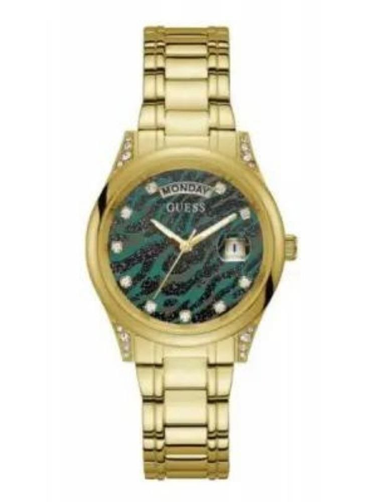 GARANTIE 2 Ans TYPE DE GARANTIE Fabricant AFFICHAGE Analogique ETANCHÉITÉ 30 m (3 ATM) MATIÈRE BOITIER Acier COULEUR BOITIER doré FORME DE BOITIER Rond COULEUR DU CADRAN Vert VERRE Minéral TYPE FERMETURE Boucle déployante DIAMÈTRE BOITIER 36 mm