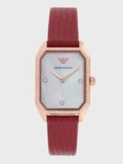 Montre Emporio Armani AR11467 avec bracelet en cuir rouge pour femme au Maroc.
