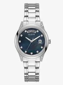 COULEUR DE LA BANDE Argent MATÉRIAU DE LA BANDE Acier inoxydable LARGEUR DE BANDE 18 Millimètres FONCTION DE LUNETTE Stationnaire MATÉRIAU DE LA LUNETTE Acier inoxydable DEVINEZ LA MARQUE TYPE DE CALENDRIER Date DIAMÈTRE DU BOÎTIER 36 Millimètres MATÉRIAU DU BOÎTIER Acier inoxydable ÉPAISSEUR DU BOÎTIER 0,09 millimètres CLASP Bouton-poussoir déployant Clasp COULEUR DU CADRAN Noir MATÉRIAU CRISTALLIN Minéral TYPE D’AFFICHAGE Analogique FORME DU BOÎTIER Rond POIDS DE L’ARTICLE 98 grammes NUMÉRO DE MODÈLE GW0047L1 ANNÉE-MODÈLE 2020 RÉFÉRENCE GW0047L1 CARACTÉRISTIQUES SPÉCIALES Chronographe MOUVEMENT Quartz PROFONDEUR DE RÉSISTANCE À L’EAU 30 mètres TAILLE DE BANDE femmes Standard
