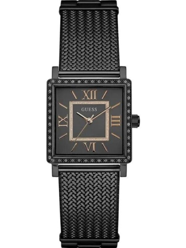 Marque: Guess Modèle: Highline Boîtier: Diamètre : 28 mm Epaisseur : 10 mm Acier inoxydable Pierre : Cristal Doré Cadran: Verre : Minéral Blanc Bracelet: Largeur : 20 mm Acier inoxydable Doré Etanchéité: 30 m (3 ATM) Type de boucle: Boucle déployante