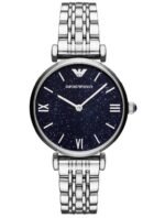 Marque: Emporio Armani Modèle: Armani Retro Boîtier: Diamètre : 32 mm Epaisseur : 8 mm Acier inoxydable Argent Cadran: Verre : Minéral Argent Bracelet: Largeur : 14 mm Acier Inoxydable Argent Etanchéité: 30 m (3 ATM) Type de boucle: Boucle déployante