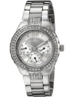 Marque: GUESS Modèle: Park Ave Boîtier: Diamètre : 36 mm Epaisseur : 9 mm Acier inoxydable Argent, doré Cadran: Verre : Minéral Argent Bracelet: Largeur : 19 mm Acier Inoxydable Argent, doré Etanchéité: 30 m (3 ATM) Type de boucle: Boucle déployante