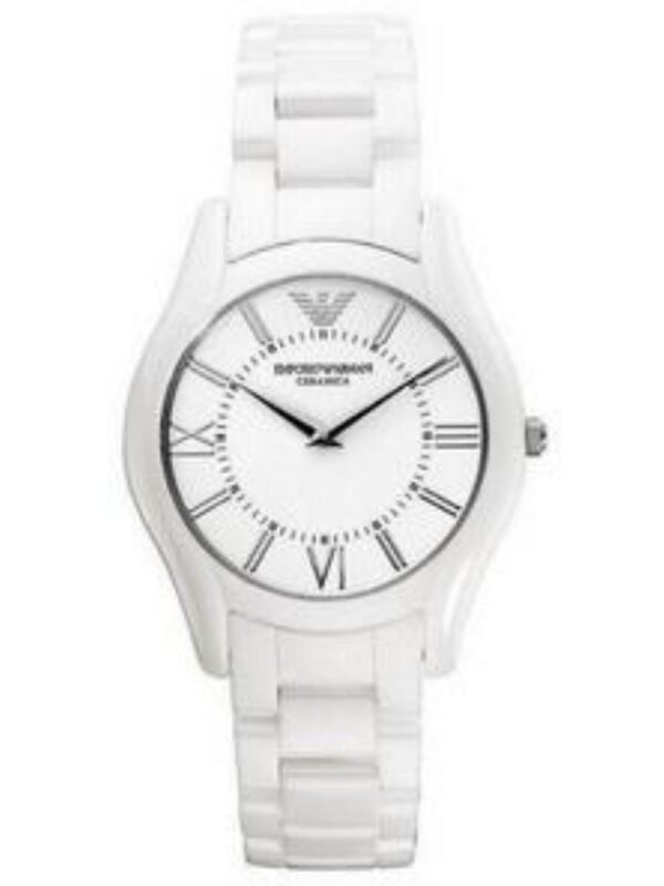 MARQUE Emporio Armani NUMÉRO DU MODÈLE AR1443 NUMÉRO DE PIÈCE AR1443 FORME Ronde TYPE DE VERRE Minéral TYPE D’AFFICHAGE Analogique TYPE DE FERMOIR Deployment MATIÈRE DU BOÎTIER Acier Inoxydable DIAMÈTRE DU BOÎTIER 35 millimètres EPAISSEUR DU BOÎTIER 7 millimètres MATIÈRE DU BRACELET Céramique LARGEUR DU BRACELET 18 millimètres COULEUR DU BRACELET Blonc COULEUR DU CADRAN Blanc POIDS 372 grammes
