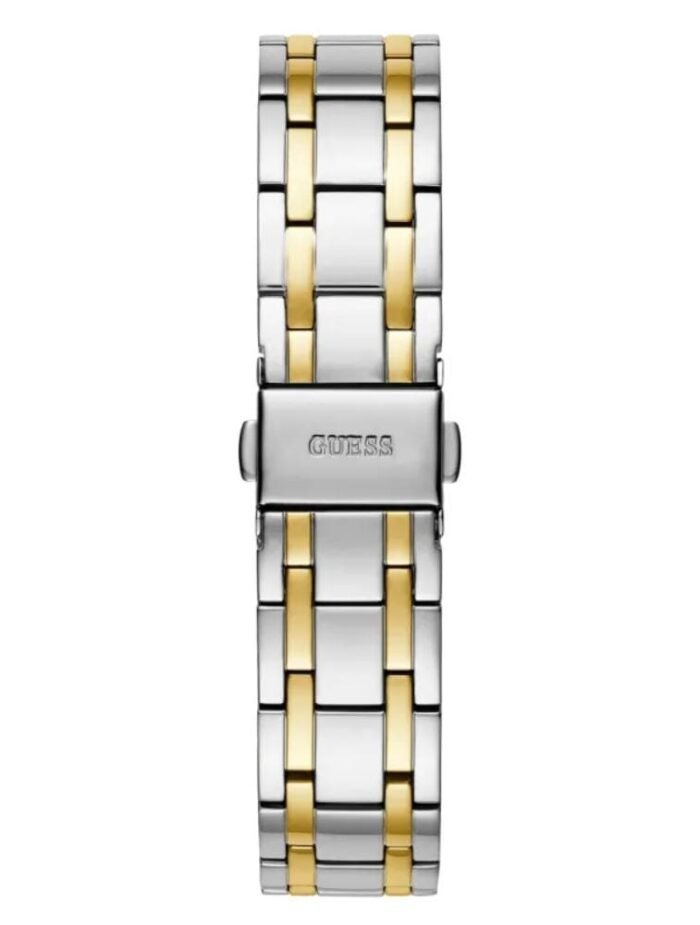 Product: GW0033L4 Dial Finish: Sunray Case Material: Stainless Steel Band Color: Silver Tone/Gold Tone Buckle/Clasp: Pilot Buckle Case Color: Silver Tone/Gold Tone Case Size: 36mm Dial Color: Silver Watch Movement: Analog