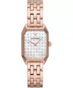 Montre Emporio Armani AR11389 Gioia rectangulaire en or rose avec cadran en nacre pour femme au Maroc.