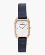Montre Emporio Armani AR11466 Gioia en or rose avec bracelet en cuir bleu pour femme au Maroc.