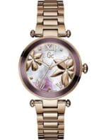Montre Gc Guess Collection Y21002L3 Jolie en or rose avec cadran floral 3D pour femme au Maroc.