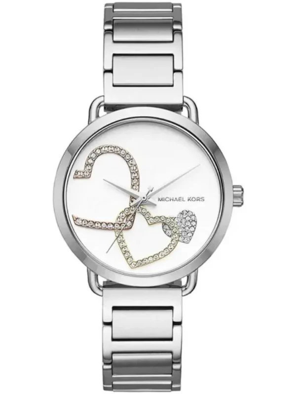Montre Michael Kors MK3823 Portia en acier avec cadran à cœurs en cristaux pour femme au Maroc.