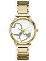 Montre Michael Kors MK3824 Portia dorée avec cadran à cœurs en cristaux pour femme au Maroc.