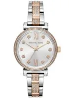Marque: Michael Kors Modèle: Darci Boîtier: Diamètre : 36 mm Epaisseur : 7 mm Acier inoxydable Black Cadran: Verre : Minéral Black Bracelet: Largeur : 14 mm Acier inoxydable Black Etanchéité: 50 m (5 ATM) Type de boucle: Boucle déployante