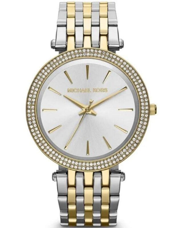 Montre Michael Kors Darci MK3215 bicolore avec lunette à cristaux pour femme au Maroc.