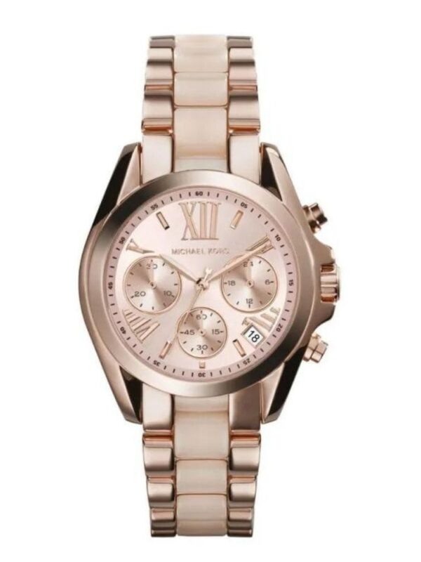 Montre Michael Kors Bradshaw MK6066 bicolore or rose et céramique blanche pour femme au Maroc.