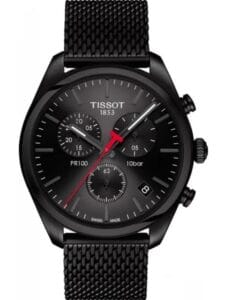 Montre Tissot au Maroc : Prix, Collections et Guide d'Achat 2026 Montre Tissot pour homme T1014173305100 – PR 100 Chronograph noire avec bracelet mesh inox PVD noir