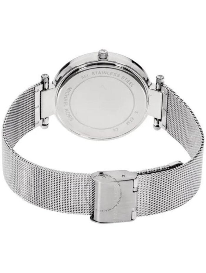 Marque: Michael Kors Modèle: MESH DARCI Boîtier: Diamètre : 39 mm Epaisseur : 7,5 mm Acier inoxydable GOLD Cadran: Verre : Minéral GOLD Bracelet: Largeur : 18 mm Acier inoxydable GOLD Etanchéité: 50 m (5 ATM) Type de boucle: Boucle déployante