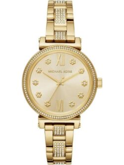 Marque: Michael Kors Modèle: Darci Boîtier: Diamètre : 36 mm Epaisseur : 7 mm Acier inoxydable Black Cadran: Verre : Minéral Black Bracelet: Largeur : 14 mm Acier inoxydable Black Etanchéité: 50 m (5 ATM) Type de boucle: Boucle déployante