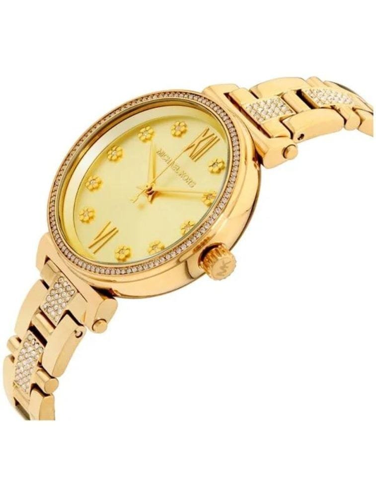 Marque: Michael Kors Modèle: Darci Boîtier: Diamètre : 36 mm Epaisseur : 7 mm Acier inoxydable Black Cadran: Verre : Minéral Black Bracelet: Largeur : 14 mm Acier inoxydable Black Etanchéité: 50 m (5 ATM) Type de boucle: Boucle déployante