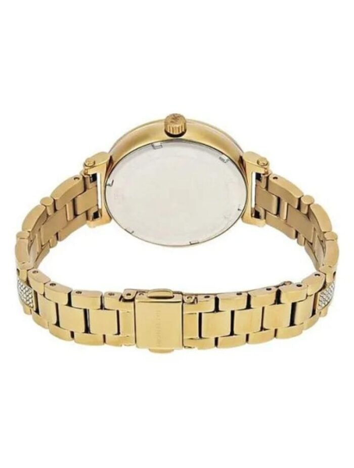Marque: Michael Kors Modèle: Darci Boîtier: Diamètre : 36 mm Epaisseur : 7 mm Acier inoxydable Black Cadran: Verre : Minéral Black Bracelet: Largeur : 14 mm Acier inoxydable Black Etanchéité: 50 m (5 ATM) Type de boucle: Boucle déployante