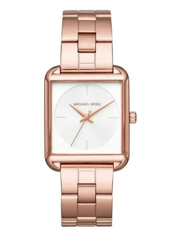 Marque: Michael Kors Modèle:RITZ 3644 Boîtier: Diamètre : 37 mm Epaisseur : 8 mm Acier inoxydable Bronze Cadran: Verre : Minéral Bronze Bracelet: Acier inoxydable BRONZE Etanchéité: 50 m (5 ATM) Type de boucle: Boucle déployant
