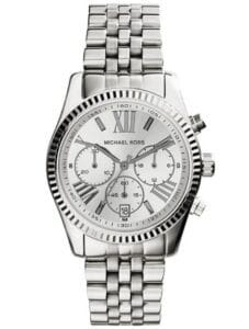 Montre Michael Kors Lexington MK5555 en acier avec lunette cannelée pour femme au Maroc.