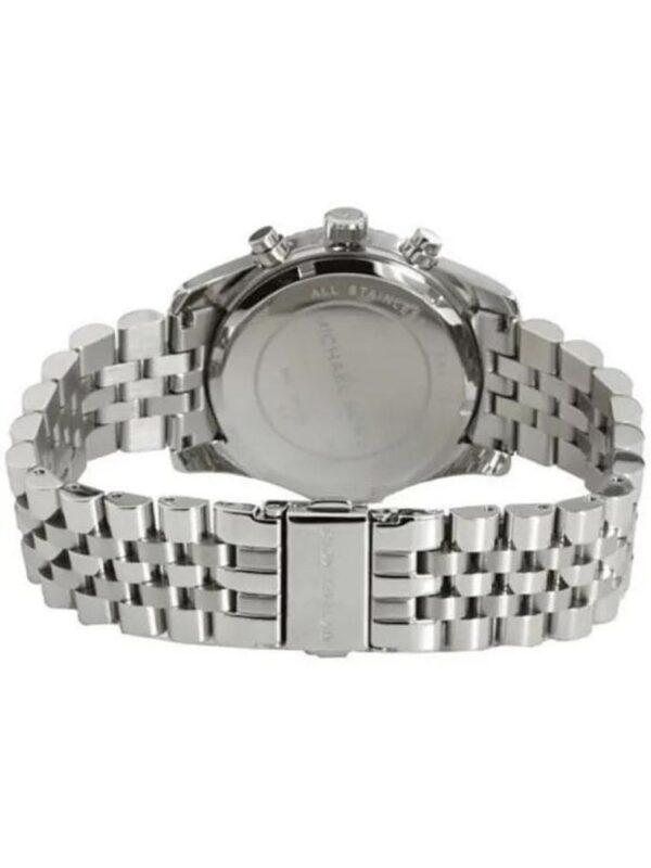Marque: Michael Kors Modèle: Lexington Boîtier: Diamètre : 38 mm Epaisseur : 12 mm Acier inoxydable Bronze Cadran: Verre : Minéral Argent Bracelet: Largeur : 20 mm Acier inoxydable Bronze Etanchéité: 100 m (10 ATM) Type de boucle: Boucle déployante Détails techniques: Dateur Chronomètre