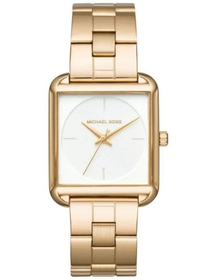 Marque: Michael Kors Modèle:RITZ 3644 Boîtier: Diamètre : 37 mm Epaisseur : 8 mm Acier inoxydable Bronze Cadran: Verre : Minéral Bronze Bracelet: Acier inoxydable GOLD Etanchéité: 50 m (5 ATM) Type de boucle: Boucle déployant