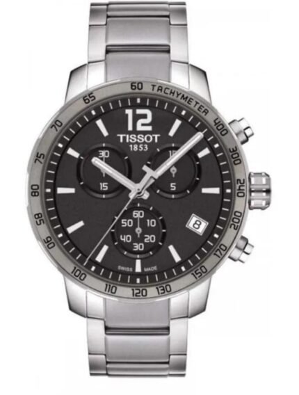 Marque: TISSOT Modèle: Quickster Boîtier: Diamètre : 42 mm Epaisseur : 10,72 mm Acier inoxydable Argent Cadran: Verre : Minéral Bracelet: Largeur : 18 mm Acier inoxydable Argent Etanchéité: 100 m (10 ATM) Type de boucle: Boucle déployante Détails techniques: Dateur Chronomètre