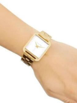 Marque: Michael Kors Modèle:RITZ 3644 Boîtier: Diamètre : 37 mm Epaisseur : 8 mm Acier inoxydable Bronze Cadran: Verre : Minéral Bronze Bracelet: Acier inoxydable GOLD Etanchéité: 50 m (5 ATM) Type de boucle: Boucle déployant