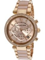 Marque: Michael Kors Modèle: Parker Boîtier: Diamètre : 39 mm Epaisseur : 12 mm Acier inoxydable Doré Cadran: Verre : Minéral Argent Bracelet: Largeur : 26 mm Acier inoxydable Doré Etanchéité: 100 m (10 ATM) Type de boucle: Boucle déployante Détails techniques: Dateur Chronomètre