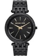 Marque: Michael Kors Modèle: Darci Black Boîtier: Diamètre : 39 mm Epaisseur : 7 mm Acier inoxydable Noir Cadran: Verre : Minéral Noir Bracelet: Largeur : 19 mm Acier inoxydable Noir Etanchéité: 50 m (5 ATM) Type de boucle: Boucle déployante Détails techniques: Dateur Chronomètre