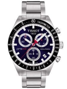 Montre Tissot au Maroc : Prix, Collections et Guide d'Achat 2026 Marque: TISSOT Modèle: PRS516 Boîtier: Diamètre : 40 mm Epaisseur : 10 mm Acier inoxydable Argent Cadran: Verre : Minéral Bleu Bracelet: Largeur : 20 mm Acier inoxydable Argent, noir Etanchéité: 100 m (10 ATM) Type de boucle: Boucle déployante Détails techniques: Dateur Chronomètre