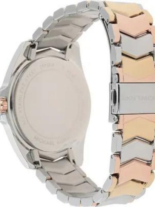 Marque: Michael Kors Modèle: Analogique Boîtier: Diamètre : 36 mm Epaisseur : 8 mm Acier inoxydable Bronze Cadran: Verre : Minéral Bronze Bracelet: Acier inoxydable Bronze Etanchéité: 50 m (5 ATM) Type de boucle: Boucle déployant