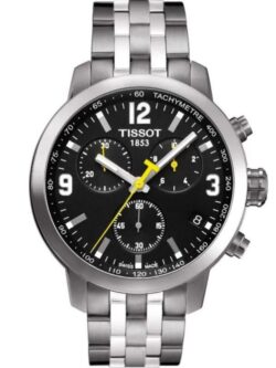 Marque: TISSOT Modèle: PRC200 Boîtier: Diamètre : 40 mm Epaisseur : 11 mm Acier inoxydable Argent Cadran: Verre : Minéral Noir Bracelet: Acier inoxydable Argent Etanchéité: 100 m (10 ATM) Type de boucle: Boucle déployante Détails techniques: Dateur Chronomètre