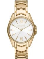 Marque: Michael Kors Modèle: Whitney Boîtier: Diamètre : 3_mm Epaisseur : 8 mm Acier inoxydable Bronze Cadran: Verre : Minéral Bronze Bracelet: Acier inoxydable Bronze Etanchéité: 50 m (5 ATM) Type de boucle: Boucle déployant